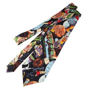 Nicole Miller Multi-Sports Theme Necktie Wide Silk Colorful Basketball Golf 1993